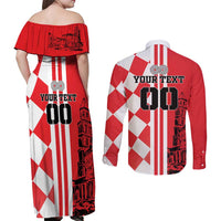 Custom Croatia Couples Matching Off Shoulder Maxi Dress and Long Sleeve Button Shirt Checkerboard Hrvatska Simple Style - Wonder Print Shop