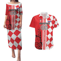 Custom Croatia Couples Matching Puletasi and Hawaiian Shirt Checkerboard Hrvatska Simple Style - Wonder Print Shop