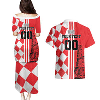 Custom Croatia Couples Matching Puletasi and Hawaiian Shirt Checkerboard Hrvatska Simple Style - Wonder Print Shop