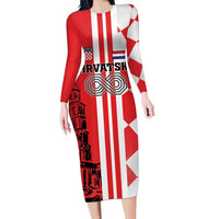 Custom Croatia Family Matching Long Sleeve Bodycon Dress and Hawaiian Shirt Checkerboard Hrvatska Simple Style - Wonder Print Shop