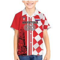 Custom Croatia Family Matching Mermaid Dress and Hawaiian Shirt Checkerboard Hrvatska Simple Style - Wonder Print Shop
