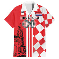 Custom Croatia Family Matching Off Shoulder Short Dress and Hawaiian Shirt Checkerboard Hrvatska Simple Style - Wonder Print Shop