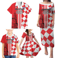 Custom Croatia Family Matching Puletasi and Hawaiian Shirt Checkerboard Hrvatska Simple Style - Wonder Print Shop