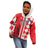 Custom Croatia Kid Hoodie Checkerboard Hrvatska Simple Style - Wonder Print Shop