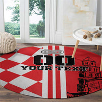 Custom Croatia Round Carpet Checkerboard Hrvatska Simple Style