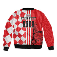 Custom Croatia Sleeve Zip Bomber Jacket Checkerboard Hrvatska Simple Style - Wonder Print Shop