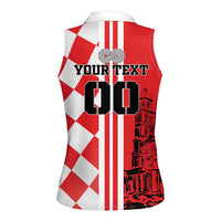 Custom Croatia Women Sleeveless Polo Shirt Checkerboard Hrvatska Simple Style - Wonder Print Shop