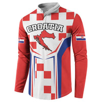 Custom Croatia Checkerboard Button Sweatshirt Simple Style - Wonder Print Shop