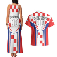 Custom Croatia Checkerboard Couples Matching Tank Maxi Dress and Hawaiian Shirt Simple Style - Wonder Print Shop