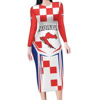 Custom Croatia Checkerboard Family Matching Long Sleeve Bodycon Dress and Hawaiian Shirt Simple Style - Wonder Print Shop