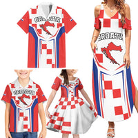 Custom Croatia Checkerboard Family Matching Summer Maxi Dress and Hawaiian Shirt Simple Style - Wonder Print Shop