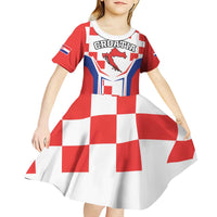 Custom Croatia Checkerboard Kid Short Sleeve Dress Simple Style - Wonder Print Shop