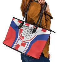 Custom Croatia Checkerboard Leather Tote Bag Simple Style - Wonder Print Shop