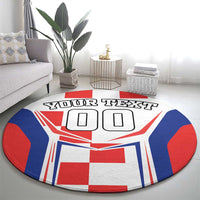 Custom Croatia Checkerboard Round Carpet Simple Style