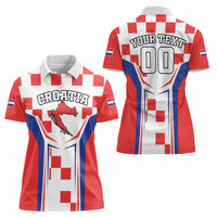 Custom Croatia Checkerboard Women Polo Shirt Simple Style - Wonder Print Shop