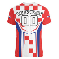 Custom Croatia Checkerboard Women V-Neck T-Shirt Simple Style - Wonder Print Shop