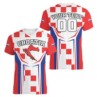 Custom Croatia Checkerboard Women V-Neck T-Shirt Simple Style - Wonder Print Shop