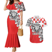 Personalized Croatia Leopard Heads Couples Matching Mermaid Dress and Hawaiian Shirt With Iris - Wonder Print Shop