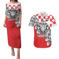 Personalized Croatia Leopard Heads Couples Matching Puletasi and Hawaiian Shirt With Iris - Wonder Print Shop