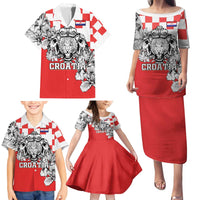 Personalized Croatia Leopard Heads Family Matching Puletasi and Hawaiian Shirt With Iris - Wonder Print Shop