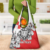 Personalized Croatia Leopard Heads Grocery Bag With Iris