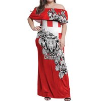 Personalized Croatia Leopard Heads Off Shoulder Maxi Dress With Iris - Wonder Print Shop