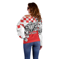 Personalized Croatia Leopard Heads Off Shoulder Sweater With Iris - Wonder Print Shop