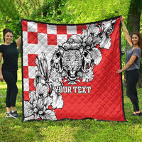 Personalized Croatia Leopard Heads Quilt With Iris - Wonder Print Shop