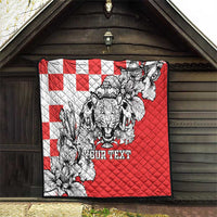 Personalized Croatia Leopard Heads Quilt With Iris - Wonder Print Shop