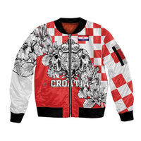 Personalized Croatia Leopard Heads Sleeve Zip Bomber Jacket With Iris - Wonder Print Shop