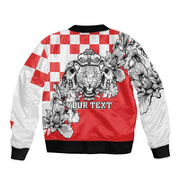 Personalized Croatia Leopard Heads Sleeve Zip Bomber Jacket With Iris - Wonder Print Shop