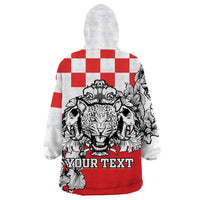 Personalized Croatia Leopard Heads Wearable Blanket Hoodie With Iris - Wonder Print Shop