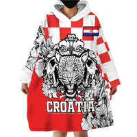 Personalized Croatia Leopard Heads Wearable Blanket Hoodie With Iris - Wonder Print Shop