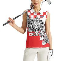 Personalized Croatia Leopard Heads Women Sleeveless Polo Shirt With Iris - Wonder Print Shop