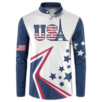Custom USA Summer Sport 2024 Button Sweatshirt Eiffel Tower 2024 - Wonder Print Shop