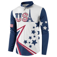 Custom USA Summer Sport 2024 Button Sweatshirt Eiffel Tower 2024 - Wonder Print Shop