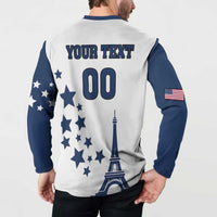 Custom USA Summer Sport 2024 Button Sweatshirt Eiffel Tower 2024 - Wonder Print Shop