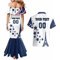 Custom USA Summer Sport 2024 Couples Matching Mermaid Dress and Hawaiian Shirt Eiffel Tower 2024 - Wonder Print Shop