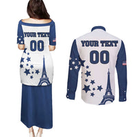 Custom USA Summer Sport 2024 Couples Matching Puletasi and Long Sleeve Button Shirt Eiffel Tower 2024 - Wonder Print Shop