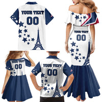 Custom USA Summer Sport 2024 Family Matching Mermaid Dress and Hawaiian Shirt Eiffel Tower 2024 - Wonder Print Shop