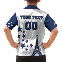 Custom USA Summer Sport 2024 Family Matching Short Sleeve Bodycon Dress and Hawaiian Shirt Eiffel Tower 2024 - Wonder Print Shop