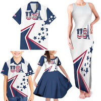 Custom USA Summer Sport 2024 Family Matching Tank Maxi Dress and Hawaiian Shirt Eiffel Tower 2024 - Wonder Print Shop