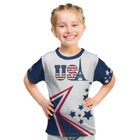 Custom USA Summer Sport 2024 Kid T Shirt Eiffel Tower 2024 - Wonder Print Shop