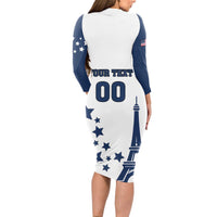 Custom USA Summer Sport 2024 Long Sleeve Bodycon Dress Eiffel Tower 2024 - Wonder Print Shop