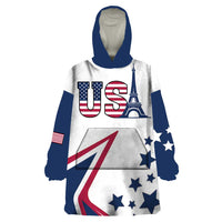 Custom USA Summer Sport 2024 Wearable Blanket Hoodie Eiffel Tower 2024 - Wonder Print Shop