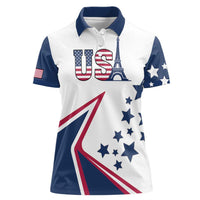 Custom USA Summer Sport 2024 Women Polo Shirt Eiffel Tower 2024 - Wonder Print Shop