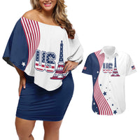Custom USA Summer Sport 2024 Couples Matching Off Shoulder Short Dress and Hawaiian Shirt Flag Of The United States - Wonder Print Shop