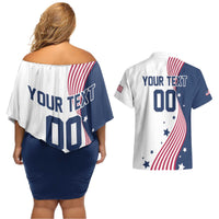 Custom USA Summer Sport 2024 Couples Matching Off Shoulder Short Dress and Hawaiian Shirt Flag Of The United States - Wonder Print Shop