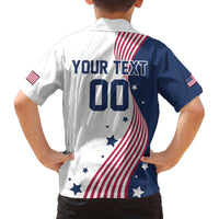 Custom USA Summer Sport 2024 Family Matching Off The Shoulder Long Sleeve Dress and Hawaiian Shirt Flag Of The United States - Wonder Print Shop