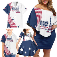Custom USA Summer Sport 2024 Family Matching Off Shoulder Short Dress and Hawaiian Shirt Flag Of The United States - Wonder Print Shop